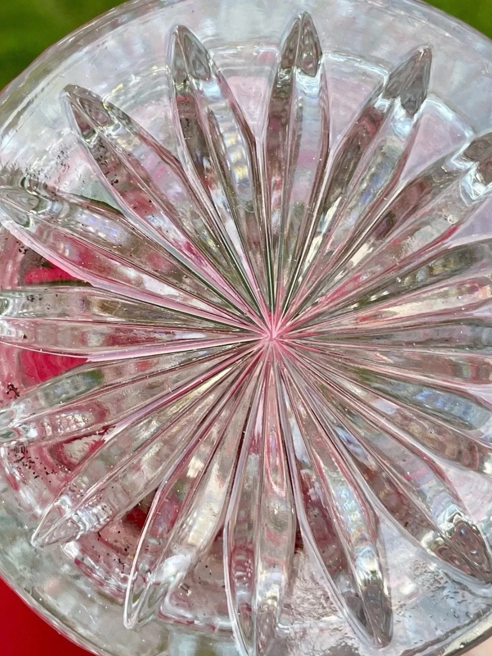 Cut Glass Ice Bucket with Silver Rim and Handle